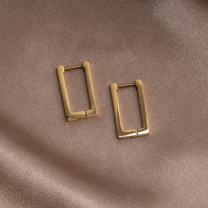 Gold Rectangle Hoop Earrings