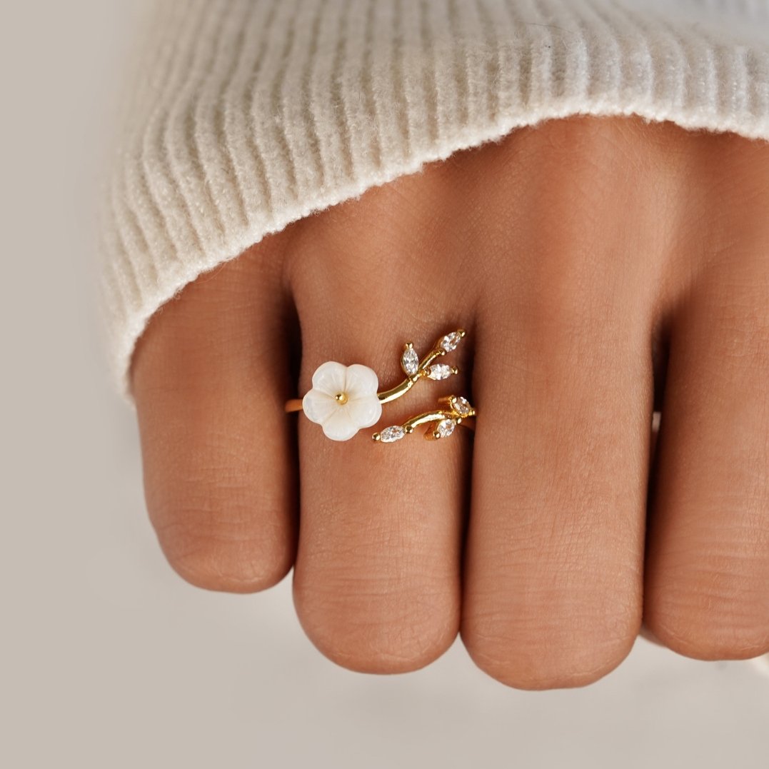 White Blossom Flower Ring