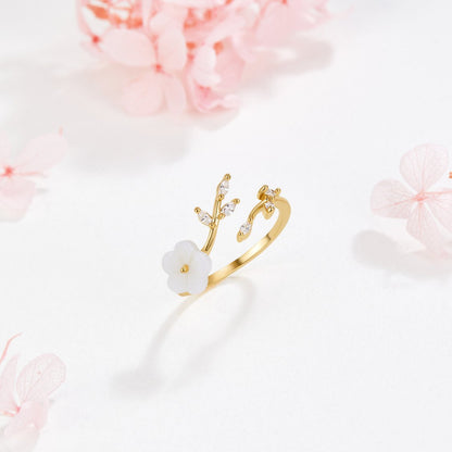 White Blossom Flower Ring