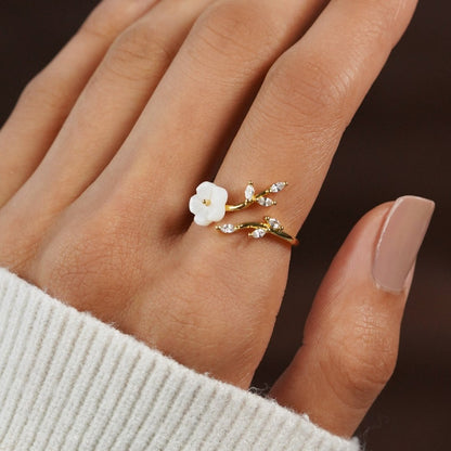 White Blossom Flower Ring