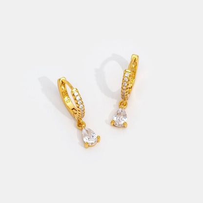 White Ivory Crystal Gold Hoop Earrings